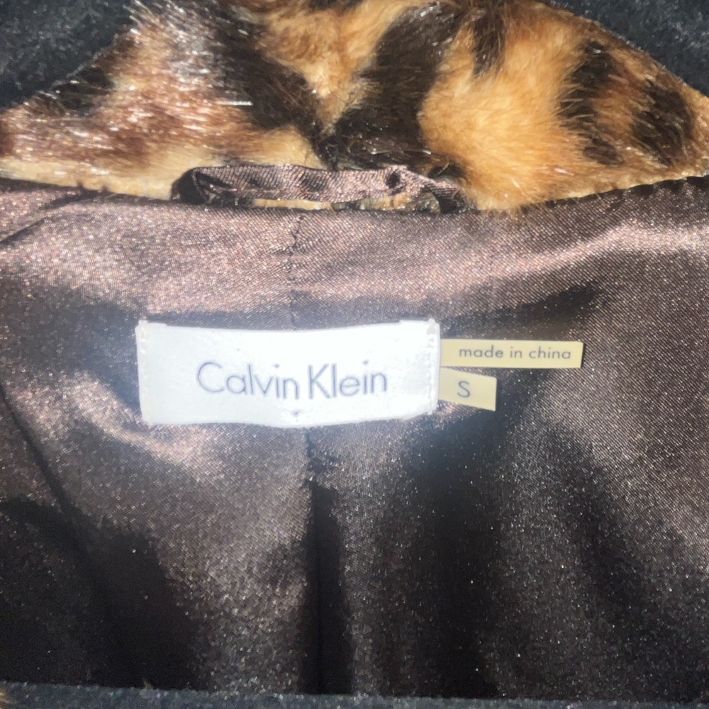 Calvin Klein Leopard Faux Fur Cape Jacket Y2K Cottagecore Boho Small NWT - Picture 3 of 11